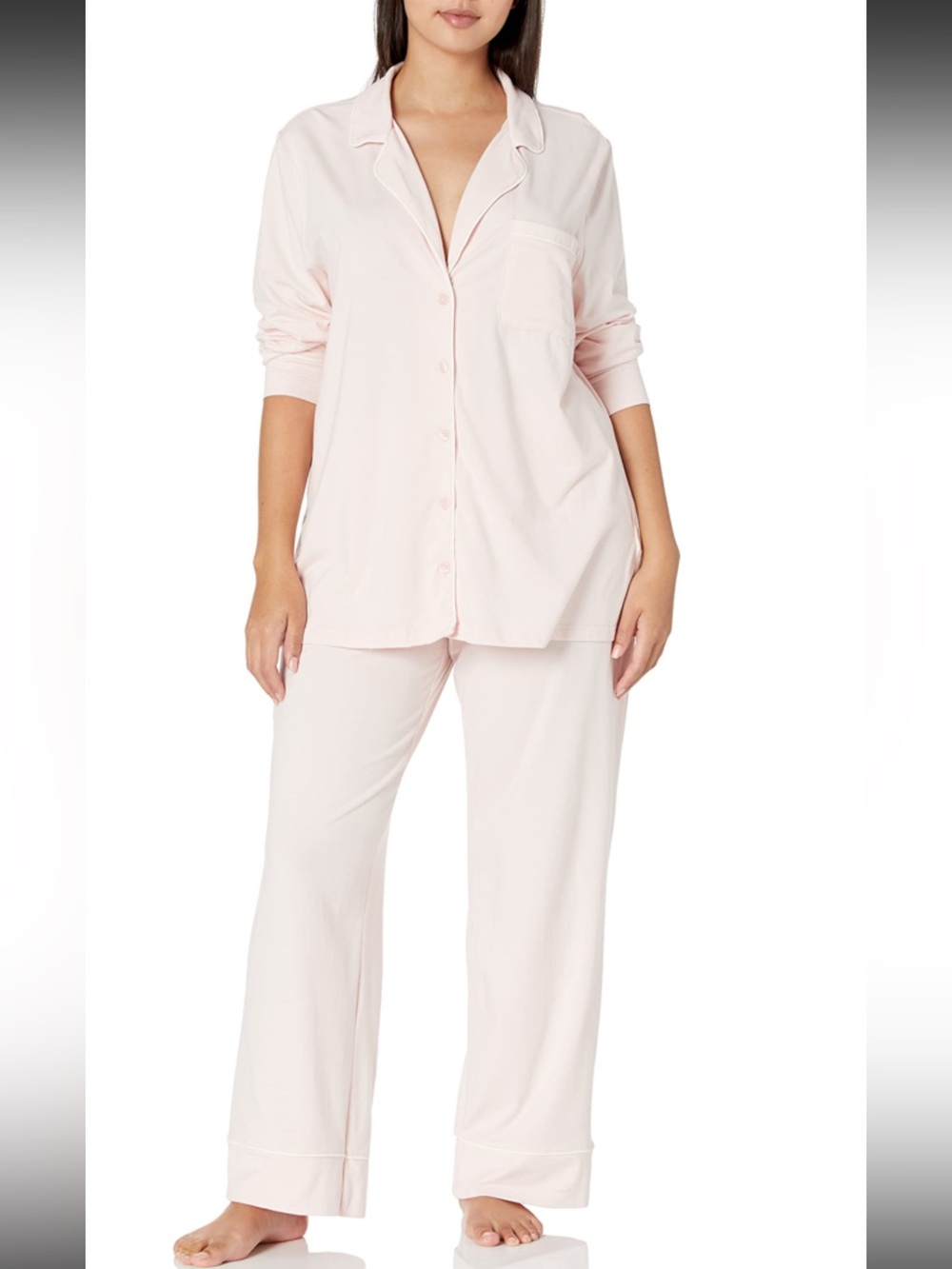 Amazon Essentials Women's Pale Pink Button-Front Pajama Set